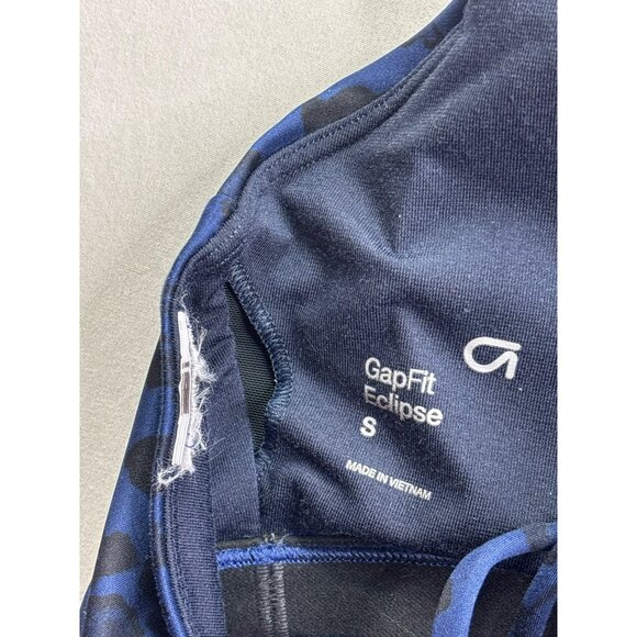Gap Fit Eclipse Strappy Sports Bra Leopard Print Size S Navy Blue Black - Picture 4 of 5